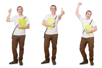 Fototapeta premium Young student isolated on the white background