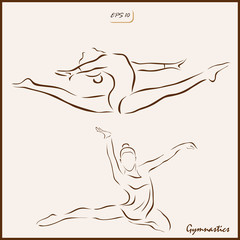 Set of a vector Illustration shows a womens gymnastics