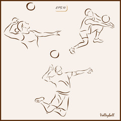Set of a vector Illustration shows a Volleyball players