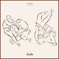 Set of a vector Illustration shows a Judo