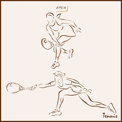 Set of a vector Illustration shows a Tennis players