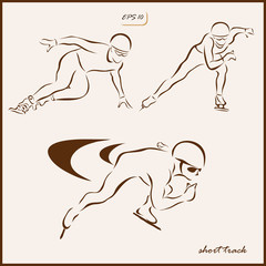 Set of a vector Illustration shows a Winter Sports. Short track