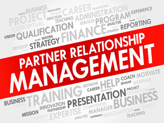 PRM - Partner Relationship Management word cloud collage, business concept background