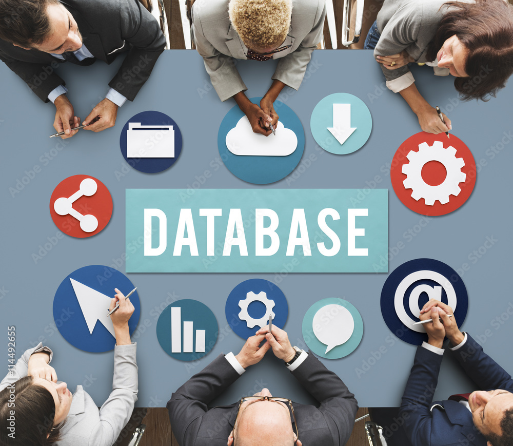 Poster database online technology connection concept