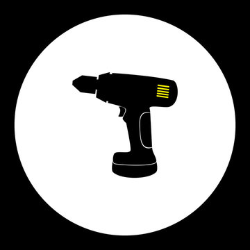 cordless electric screwdriver workshop tool isoated black icon eps10