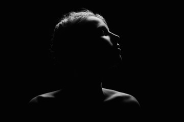 female profile on black