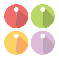 Navigation Needle Pin Flat Icons Set