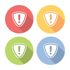 Web Protection Shield Warning Sign Flat Icons Set