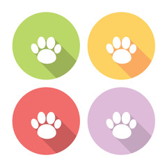 Animal Pet Footprint Flat Icons Set