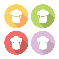 Chef Cooking Hat Flat Icons Set