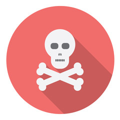 Skull And Bones Flat Style Design Icon