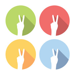 Victory Hands Flat Icons Set