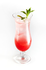 Colorful layered cocktail isolated on white background