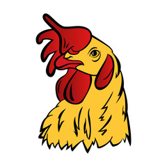 Rooster logo mascot. Isolated rooster head vector illustration.