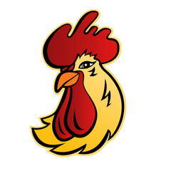 Rooster logo mascot. Isolated rooster head vector illustration.