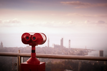 binoculars to view cityscapes