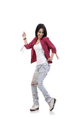 Young girl isolated on the white background