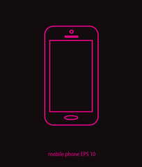 Smartphone neon color outlines vector