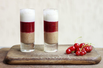 Smoothie and milkshake with variety fresh fruits and berries (ki