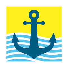 anchor on the sea background vector