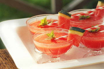juice of watermelon in glasses