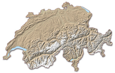 Relief map of Swizerland - 3D-Illustration