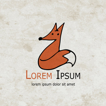 Funny fox design on grunge paper