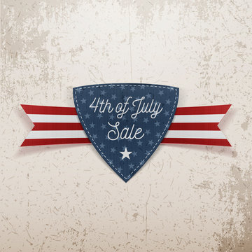 Fourth of July Sale Emblem with Ribbon