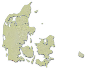 Relief map of Danmark - 3D-Illustration