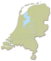 Relief map of Netherlands - 3D-Illustration
