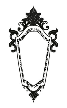 Vintage Baroque Rich Mirror Frame with luxurious ornaments. Vector