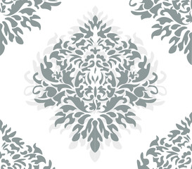 Vector Vintage Damask Pattern ornament Imperial style. Ornate floral element for fabric, textile, design, wedding invitations, greeting cards, wallpaper. Blue color ornament
