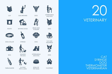 Set of BLUE HAMSTER Library veterinary icons