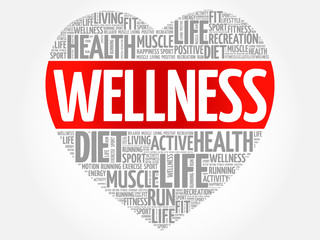 WELLNESS heart word cloud, fitness, sport, health concept