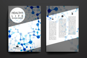 Set of brochure, poster design templates in healthcare style