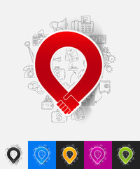 handshake paper sticker with hand drawn elements