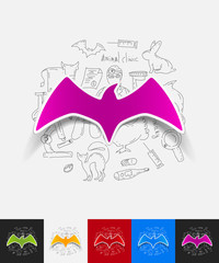 bird paper sticker with hand drawn elements