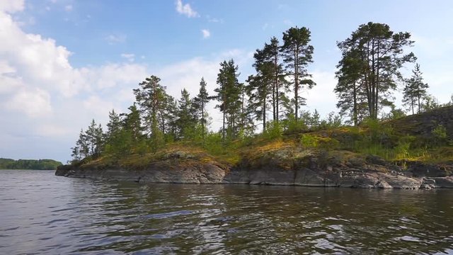 beautiful landscape on Ladoga lake in Karelia
