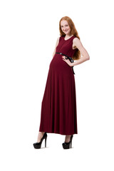 Fototapeta premium Young pregnant woman isolated on white