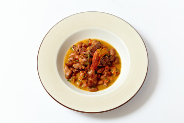 Сhilli con carne, close up isolated on white