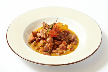 Сhilli con carne, close up isolated on white