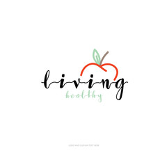 living healthy logo vector logo template. hand drawing logo.