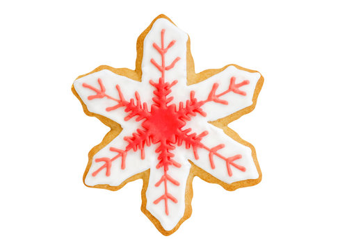 christmas cookie red and white snowflake isolated