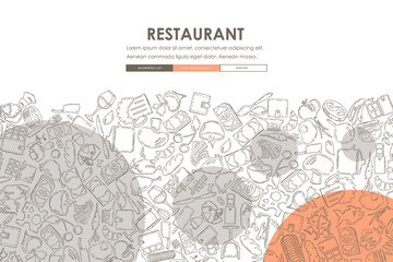 restaurant Doodle Website Template Design