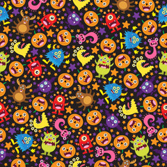 Cute Monster Halloween Seamless