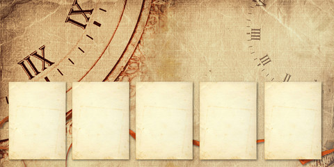 Old vintage album with paper postcards