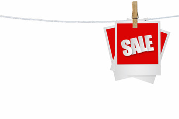 Sale paper label on white