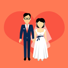 Obraz na płótnie Canvas Newlyweds Couple Design Banner Concept