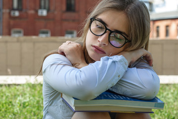 Girl sitting on the grass