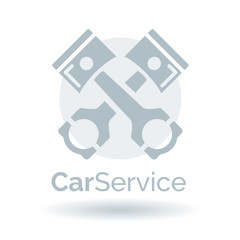 Car service icon with engine conrods. Vector illustration.